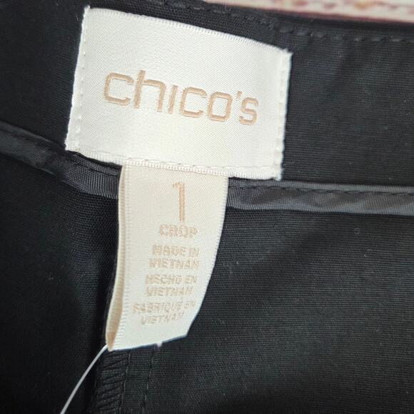 Chico's Serene Stretch Black Crop Pants Sz 1X Side Zip Slit The Ultimate Fit NWT - Picture 6 of 13
